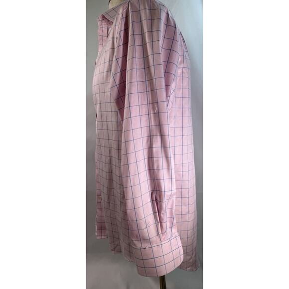 Charles Tyrwhitt Mens Dress Shirt Button Pink Blue Plaid Non Iron Classic 15 1/2 - Picture 3 of 8